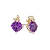 Thumbnail Image 0 of 6.0mm Cushion-Cut Amethyst and 0.17 CT. T.W. Diamond Butterfly Stud Earrings in 10K Gold