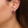 Thumbnail Image 1 of 6.0mm Cushion-Cut Amethyst and 0.17 CT. T.W. Diamond Butterfly Stud Earrings in 10K Gold