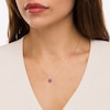 Thumbnail Image 1 of 6.0mm Cushion-Cut Amethyst and 0.07 CT. T.W. Diamond Butterfly Pendant in 10K Gold