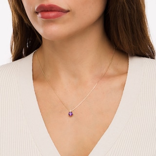 6.0mm Cushion-Cut Amethyst and 0.07 CT. T.W. Diamond Butterfly Pendant in 10K Gold