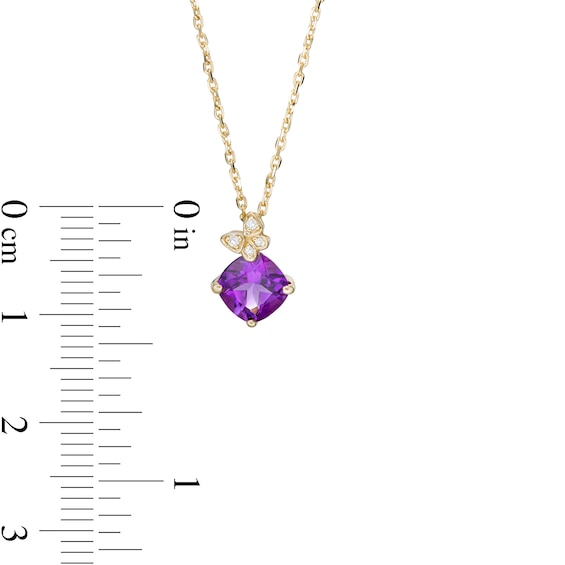 6.0mm Cushion-Cut Amethyst and 0.07 CT. T.W. Diamond Butterfly Pendant in 10K Gold