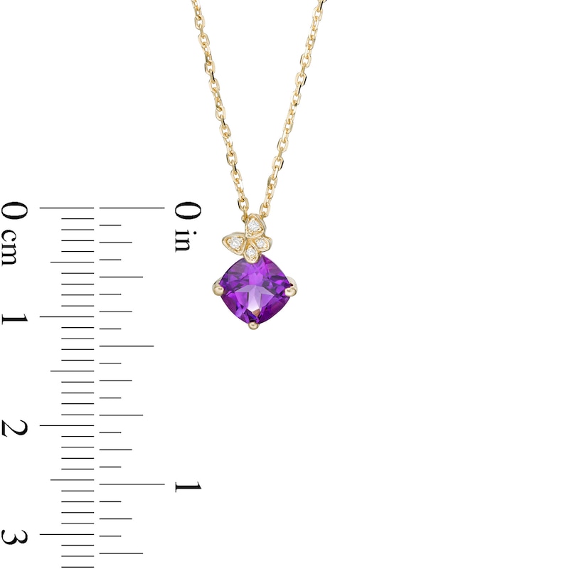 6.0mm Cushion-Cut Amethyst and 0.07 CT. T.W. Diamond Butterfly Pendant in 10K Gold