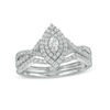 Thumbnail Image 0 of 0.58 CT. T.W. Marquise Diamond Double Frame Twist Shank Bridal Set in 10K White Gold (I/I2)