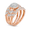 0.45 CT. T.W. Diamond Double Frame Spiral Three Piece Bridal Set in 10K Rose Gold (J/I3)