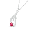 5.0mm Lab-Created Ruby and Diamond Accent Beaded Flying Dragonfly Loop Teardrop Pendant in Sterling Silver