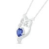 Thumbnail Image 1 of 5.0mm Blue Lab-Created Sapphire and Diamond Accent Loop Owl Outline Necklace in Sterling Silver