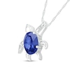 Thumbnail Image 1 of Oval Blue Lab-Created Sapphire and Diamond Accent Beaded Tilted Sea Turtle Pendant in Sterling Silver