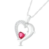 5.0mm Lab-Created Ruby and White Lab-Created Sapphire Dolphin Heart Pendant in Sterling Silver