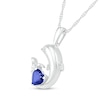 5.0mm Heart-Shaped Blue Lab-Created Sapphire and Diamond Accent Beaded Dolphin Pendant in Sterling silver