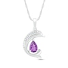 Thumbnail Image 0 of Pear-Shaped Amethyst and Diamond Accent Beaded Dolphin Pendant in Sterling Silver