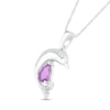 Thumbnail Image 1 of Pear-Shaped Amethyst and Diamond Accent Beaded Dolphin Pendant in Sterling Silver