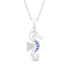 Blue Lab-Created Sapphire Graduated Five Stone Seahorse Pendant in Sterling Silver