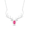 Pear-Shaped Lab-Created Ruby and Diamond Accent Deer with Antlers Necklace in Sterling Silver