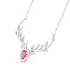 Thumbnail Image 1 of Pear-Shaped Lab-Created Ruby and Diamond Accent Deer with Antlers Necklace in Sterling Silver