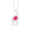 Oval Lab-Created Ruby and Diamond Accent Beaded Giraffe Necklace in Sterling Silver