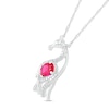 Thumbnail Image 1 of Oval Lab-Created Ruby and Diamond Accent Beaded Giraffe Necklace in Sterling Silver