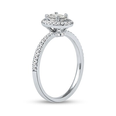 0.75 CT. T.W. Oval Diamond Frame Engagement Ring in Platinum (I/SI2)