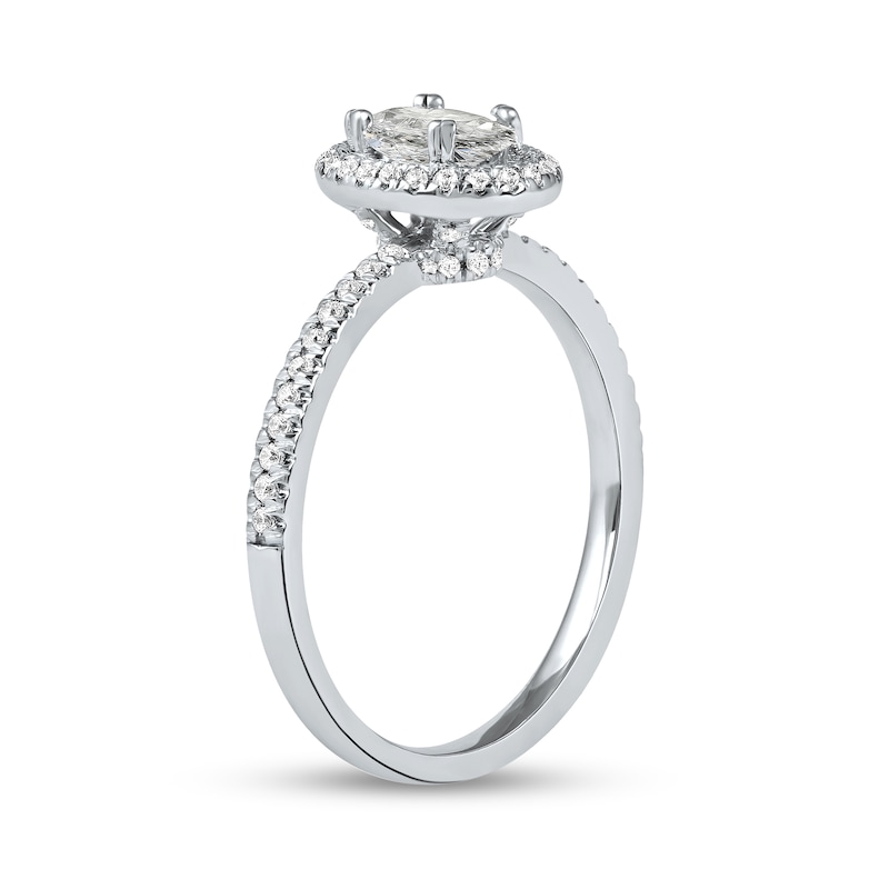 0.75 CT. T.W. Oval Diamond Frame Engagement Ring in Platinum (I/SI2)|Peoples Jewellers