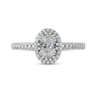 0.75 CT. T.W. Oval Diamond Frame Engagement Ring in Platinum (I/SI2)