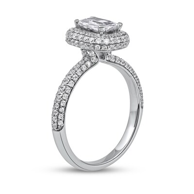 1.50 CT. T.W. Emerald-Cut Diamond Triple Frame Engagement Ring in Platinum (I/SI2)