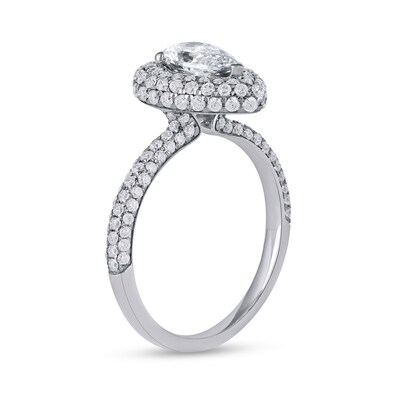 1.62 CT. T.W. Pear-Shaped Diamond Double Frame Engagement Ring in Platinum (I/SI2)