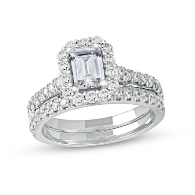 1.75 CT. T.W. Emerald-Cut Diamond Frame Bridal Set in Platinum (I/SI2)