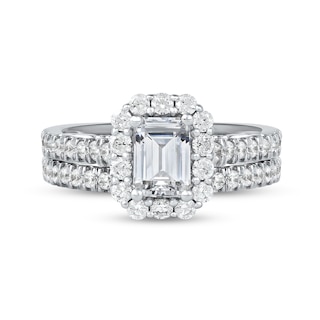 1.75 CT. T.W. Emerald-Cut Diamond Frame Bridal Set in Platinum (I/SI2)