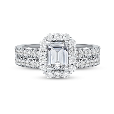 1.75 CT. T.W. Emerald-Cut Diamond Frame Bridal Set in Platinum (I/SI2)