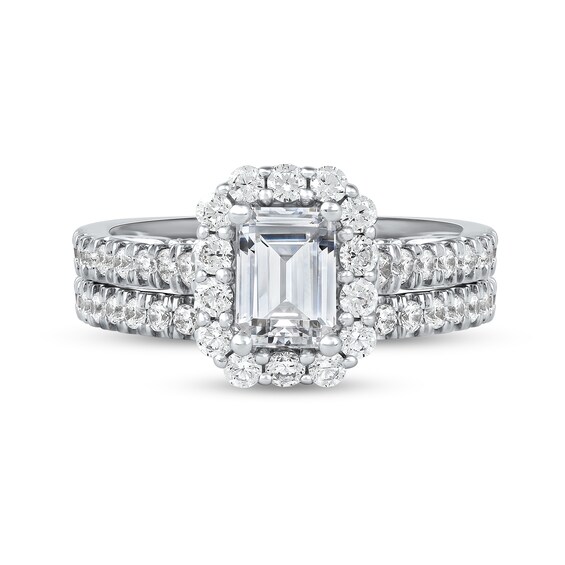 1.75 CT. T.W. Emerald-Cut Diamond Frame Bridal Set in Platinum (I/SI2)