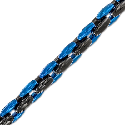 Men's 6.0mm Link Chain Bracelet in Stainless Steel with Black and Blue Ion-Plate - 9"