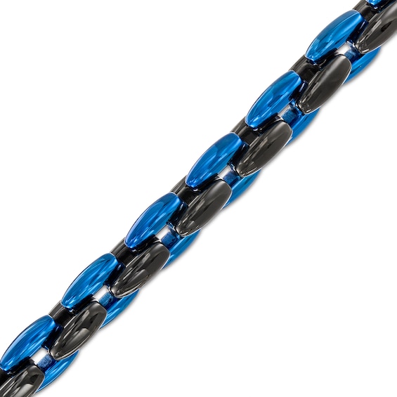 Men's 6.0mm Link Chain Bracelet in Stainless Steel with Black and Blue Ion-Plate - 9"