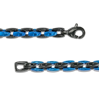 Men's 6.0mm Link Chain Bracelet in Stainless Steel with Black and Blue Ion-Plate - 9"