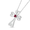 3.0mm Lab-Created Ruby and White Lab-Created Sapphire Heart-Ends Cross Pendant in Sterling Silver