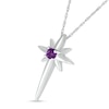 Thumbnail Image 1 of 3.0mm Amethyst Solitaire North Star Cross Pendant in Sterling Silver