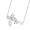 Pear-Shaped White Lab-Created Sapphire Four Stone Scatter with Ribbon Overlay Sideways Cross Necklace in Sterling Silver