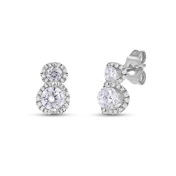 1.00 CT. T.W. Diamond Frame Double Drop Earrings in 10K Gold