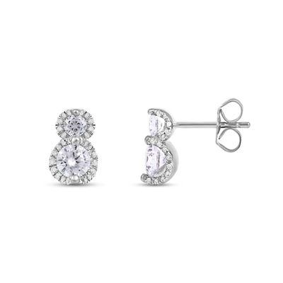 1.00 CT. T.W. Diamond Frame Double Drop Earrings in 10K Gold