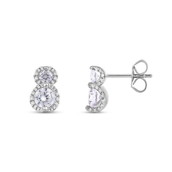 1.00 CT. T.W. Diamond Frame Double Drop Earrings in 10K Gold