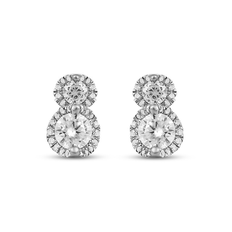 1.00 CT. T.W. Diamond Frame Double Drop Earrings in 10K Gold|Peoples Jewellers