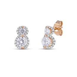 1.00 CT. T.W. Diamond Frame Double Drop Earrings in 10K Rose Gold