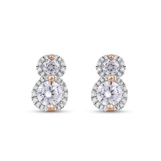 1.00 CT. T.W. Diamond Frame Double Drop Earrings in 10K Rose Gold