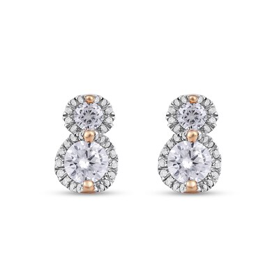 1.00 CT. T.W. Diamond Frame Double Drop Earrings in 10K Rose Gold