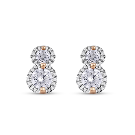 1.00 CT. T.W. Diamond Frame Double Drop Earrings in 10K Rose Gold