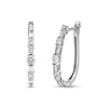 Thumbnail Image 0 of 1.00 CT. T.W. Baguette and Round Diamond Alternating Oval Hoop Earrings in 10K White Gold