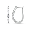 Thumbnail Image 1 of 1.00 CT. T.W. Baguette and Round Diamond Alternating Oval Hoop Earrings in 10K White Gold