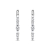 Thumbnail Image 2 of 1.00 CT. T.W. Baguette and Round Diamond Alternating Oval Hoop Earrings in 10K White Gold