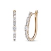 Thumbnail Image 1 of 1.00 CT. T.W. Baguette and Round Diamond Alternating Oval Hoop Earrings in 10K Gold