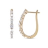 Thumbnail Image 2 of 1.00 CT. T.W. Baguette and Round Diamond Alternating Oval Hoop Earrings in 10K Gold