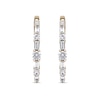 Thumbnail Image 3 of 1.00 CT. T.W. Baguette and Round Diamond Alternating Oval Hoop Earrings in 10K Gold