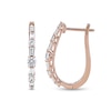 Thumbnail Image 1 of 1.00 CT. T.W. Baguette and Round Diamond Alternating Oval Hoop Earrings in 10K Rose Gold